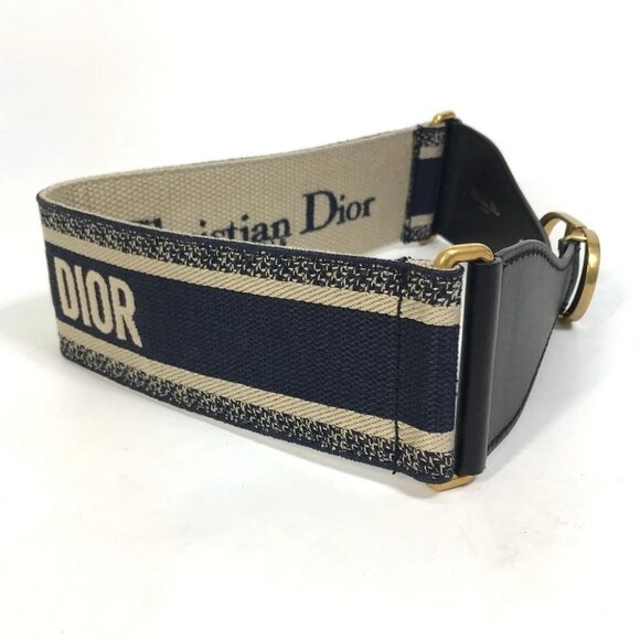 Dior B0003CBTE_M928 CDHardware Embroidered Canvas logo belt Navy x Beige main image 6